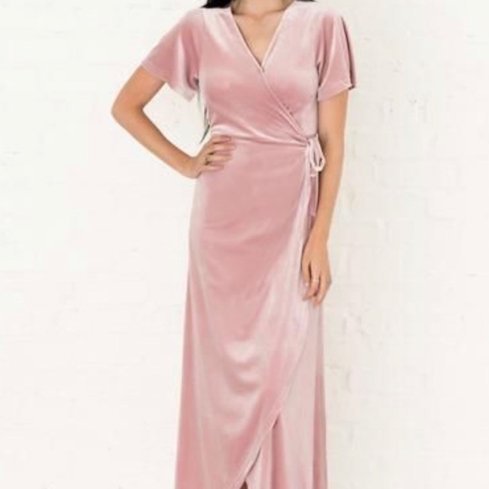 Rachel parcell pink velvet wrap dress